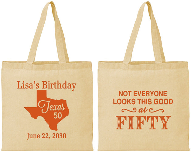 Personalized Birthday Cotton Tote Bags - 50th | 20051