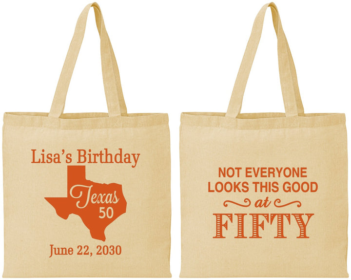 Personalized Birthday Cotton Tote Bags - 50th | 20051