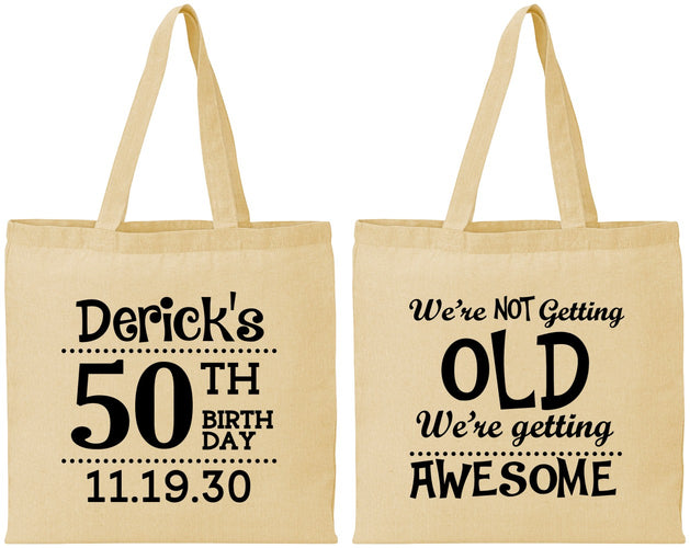 Personalized Birthday Cotton Tote Bags - 50th | 20052