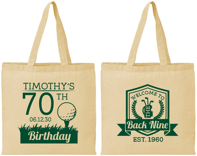 Personalized Birthday Cotton Tote Bags - 70th Golf | 20061