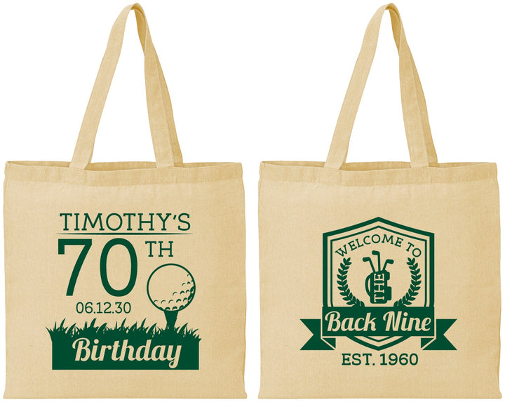 Personalized Birthday Cotton Tote Bags - 70th Golf | 20061