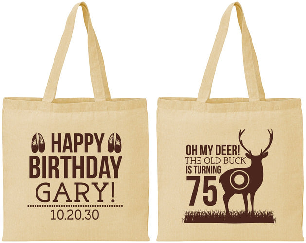 Personalized Birthday Cotton Tote Bags - 75th Hunting | 20063