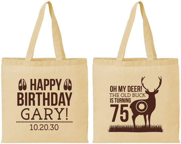 Personalized Birthday Cotton Tote Bags - 75th Hunting | 20063