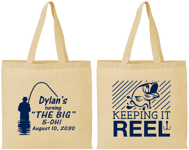Personalized Birthday Cotton Tote Bags - 50th Keeping It Reel | 20067