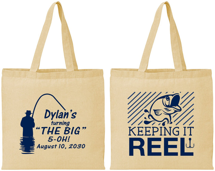 Personalized Birthday Cotton Tote Bags - 50th Keeping It Reel | 20067
