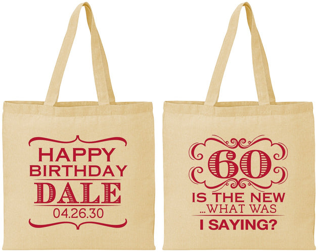 Personalized Birthday Cotton Tote Bags - 60th | 20070