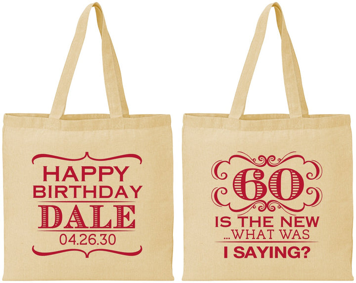 Personalized Birthday Cotton Tote Bags - 60th | 20070