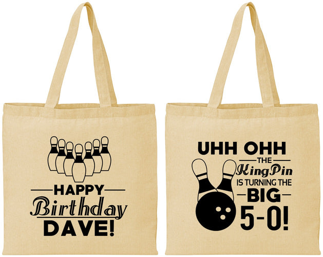 Personalized Birthday Cotton Tote Bags - 50th Bowing | 20071