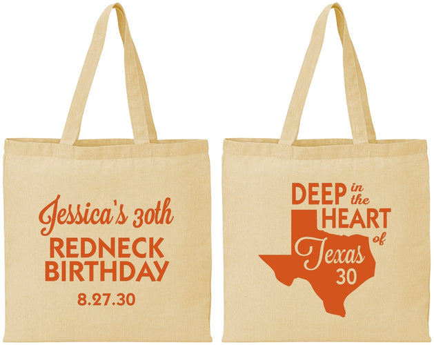 Personalized Birthday Cotton Tote Bags - 30th Redneck Texas | 20072