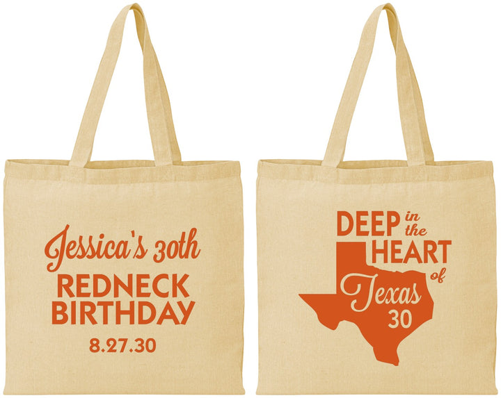 Personalized Birthday Cotton Tote Bags - 30th Redneck Texas | 20072