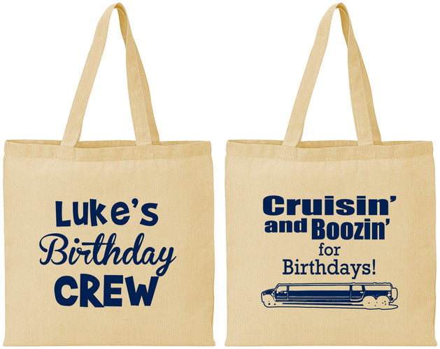 Personalized Birthday Cotton Tote Bags - Crusin Boozin | 20073