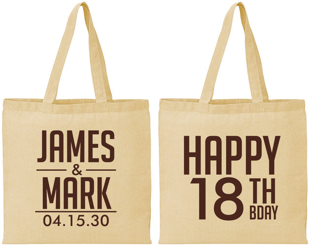 Personalized Birthday Cotton Tote Bags - 18th | 20074