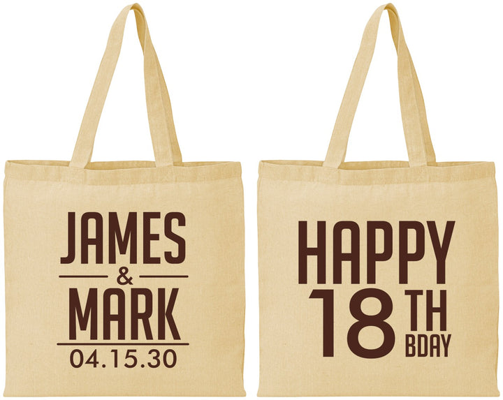 Personalized Birthday Cotton Tote Bags - 18th | 20074