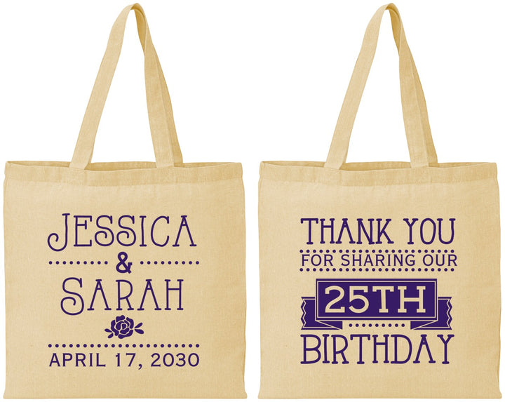 Personalized Birthday Cotton Tote Bags - 25th | 20075
