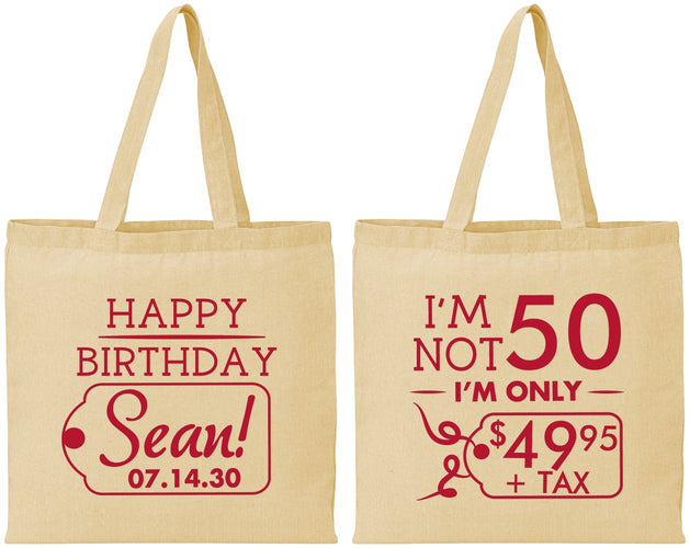 Personalized Birthday Cotton Tote Bags - 50th | 20080