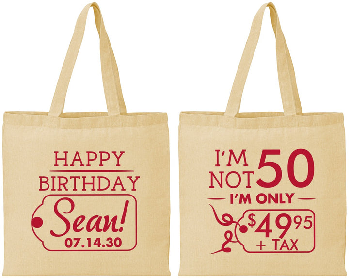 Personalized Birthday Cotton Tote Bags - 50th | 20080