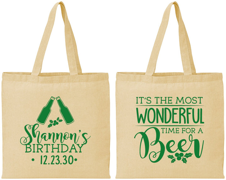 Personalized Birthday Cotton Tote Bags - Christmas | 20082