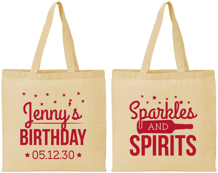 Personalized Birthday Cotton Tote Bags - Sparkles Spirits | 20083