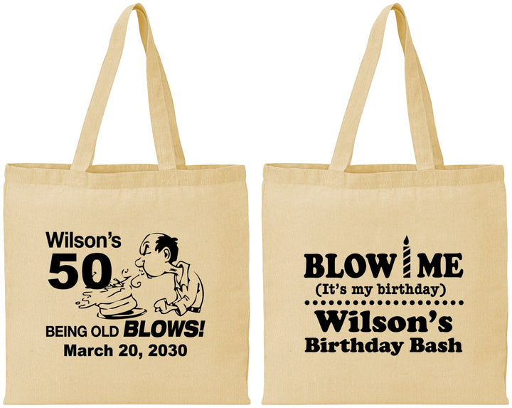 Personalized Birthday Cotton Tote Bags - 50th | 20085