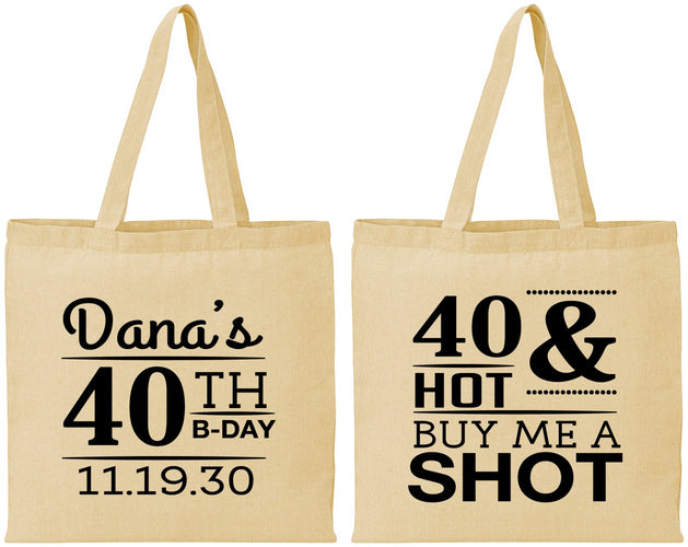 Personalized Birthday Cotton Tote Bags - 40th | 20086
