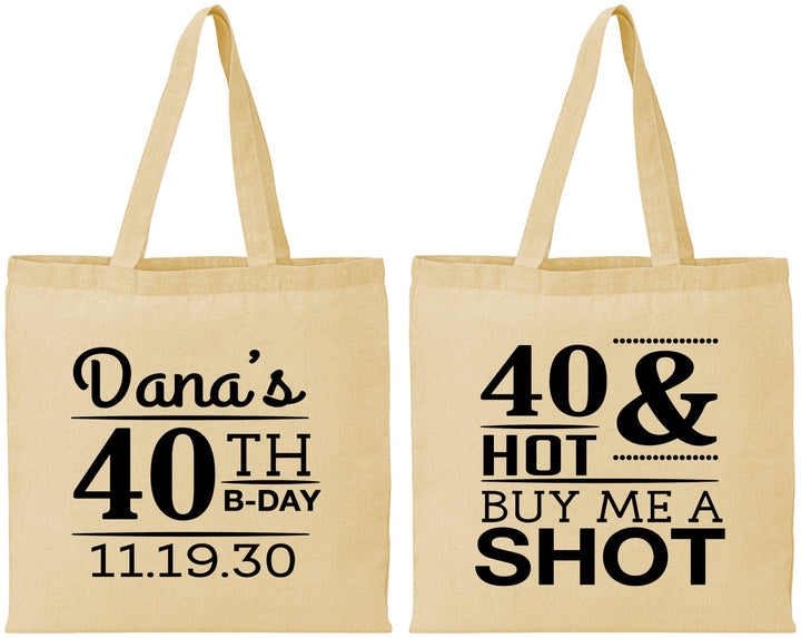 Personalized Birthday Cotton Tote Bags - 40th | 20086