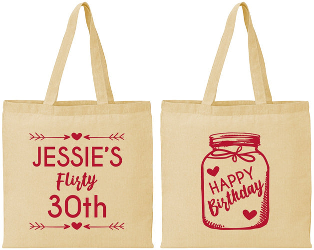 Personalized Birthday Cotton Tote Bags - 30th Flirty At Thirty | 20087