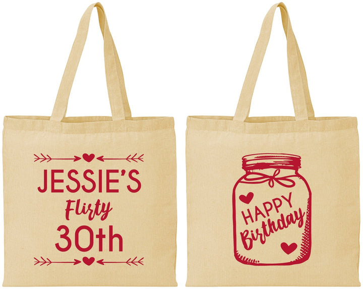 Personalized Birthday Cotton Tote Bags - 30th Flirty At Thirty | 20087
