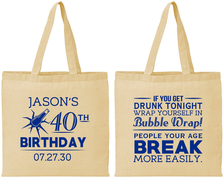 Personalized Birthday Cotton Tote Bags - 40th | 20088
