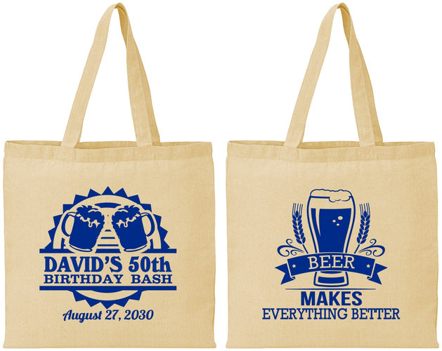 Personalized Birthday Cotton Tote Bags - 50th | 20089