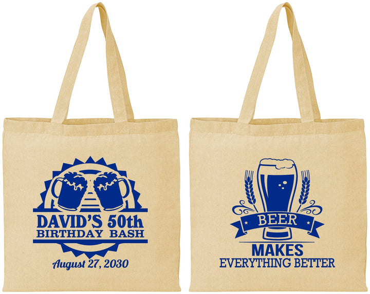 Personalized Birthday Cotton Tote Bags - 50th | 20089