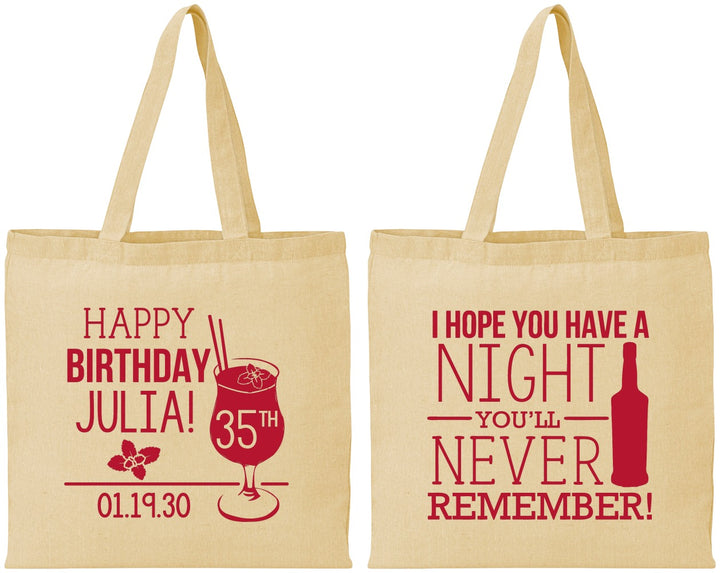 Personalized Birthday Cotton Tote Bags - 35th | 20092