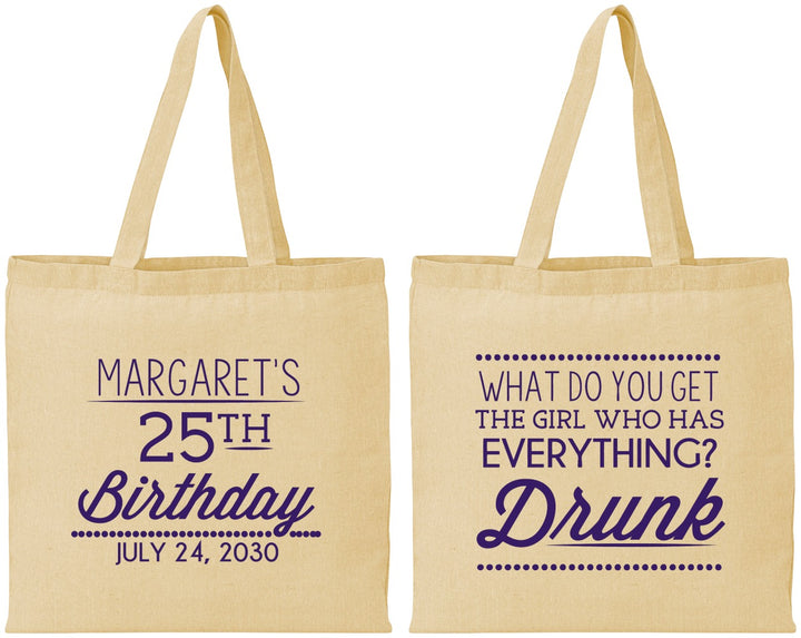 Personalized Birthday Cotton Tote Bags - 25th | 20093