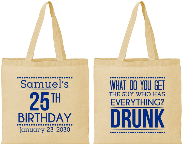 Personalized Birthday Cotton Tote Bags - 25th | 20094