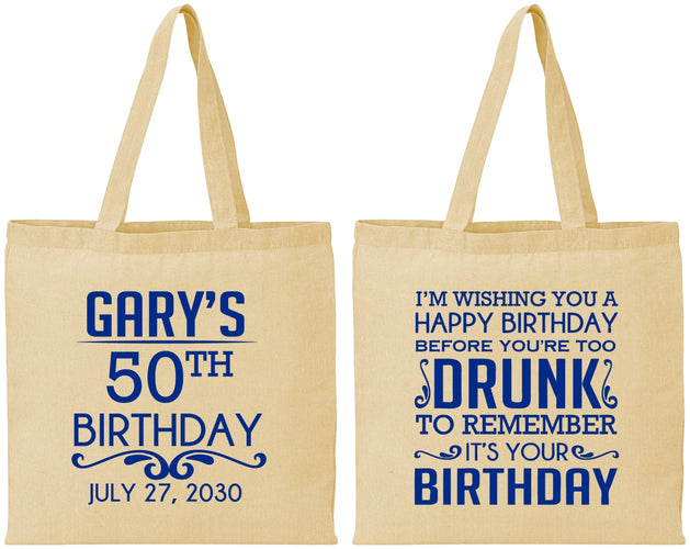 Personalized Birthday Cotton Tote Bags - 50th | 20095