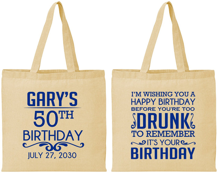 Personalized Birthday Cotton Tote Bags - 50th | 20095