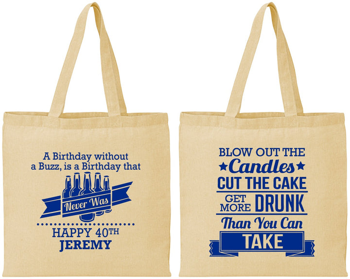 Personalized Birthday Cotton Tote Bags - 40th | 20101