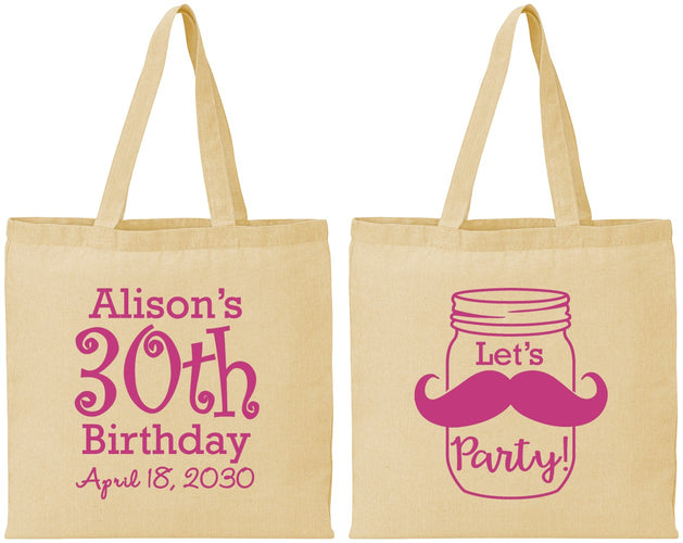 Personalized Birthday Cotton Tote Bags - 30th | 20104