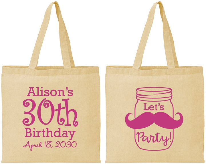 Personalized Birthday Cotton Tote Bags - 30th | 20104