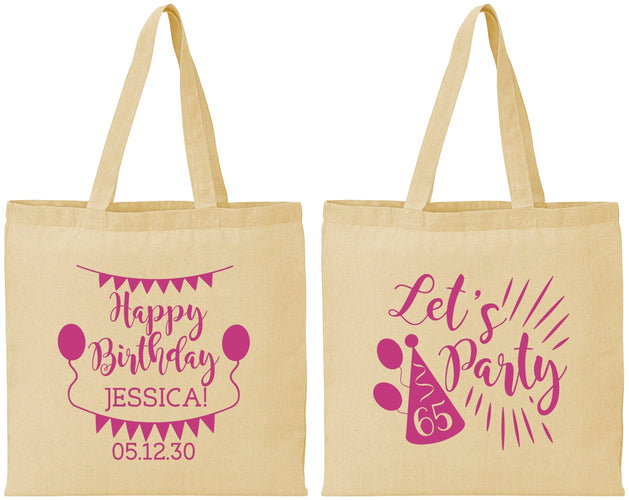 Personalized Birthday Cotton Tote Bags - 65th | 20105