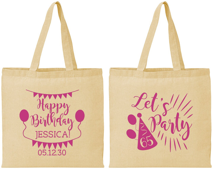 Personalized Birthday Cotton Tote Bags - 65th | 20105