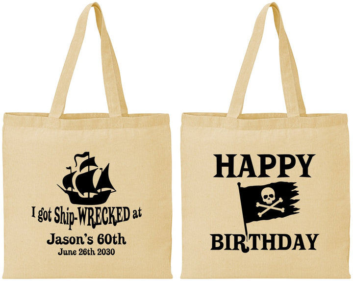 Personalized Birthday Cotton Tote Bags - 60th Pirate | 20106