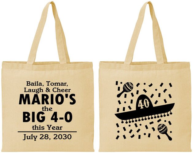 Personalized Birthday Cotton Tote Bags - 40th Mexico | 20109
