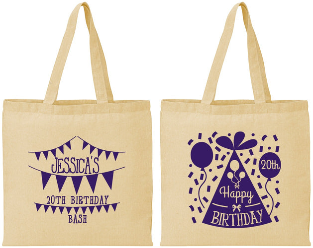 Personalized Birthday Cotton Tote Bags - 20th | 20113