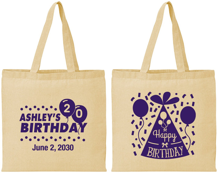 Personalized Birthday Cotton Tote Bags - 20th | 20114