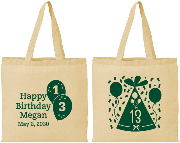 Personalized Birthday Cotton Tote Bags - 13th | 20115