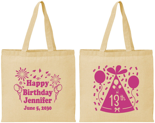 Personalized Birthday Cotton Tote Bags - 13th | 20116