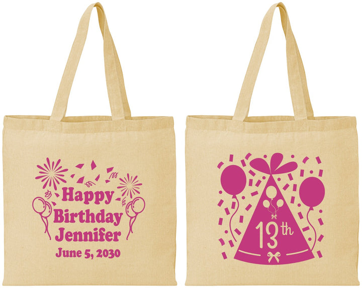 Personalized Birthday Cotton Tote Bags - 13th | 20116