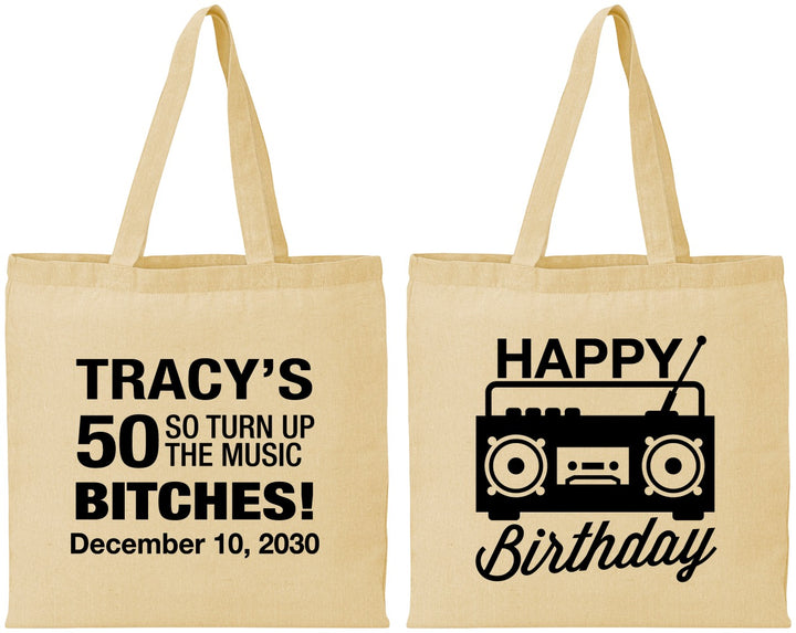 Personalized Birthday Cotton Tote Bags - 50th Cassette Tape | 20118