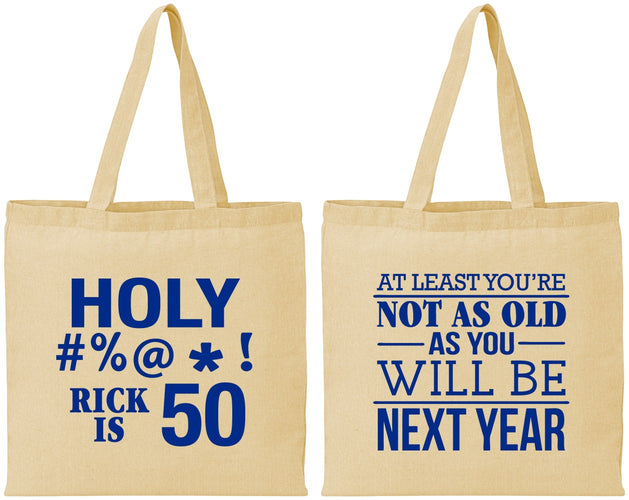 Personalized Birthday Cotton Tote Bags - 50th | 20120