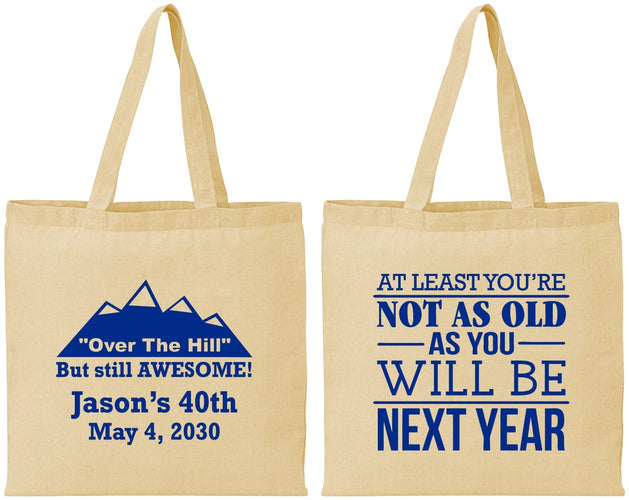 Personalized Birthday Cotton Tote Bags - 40th Over The Hill | 20121